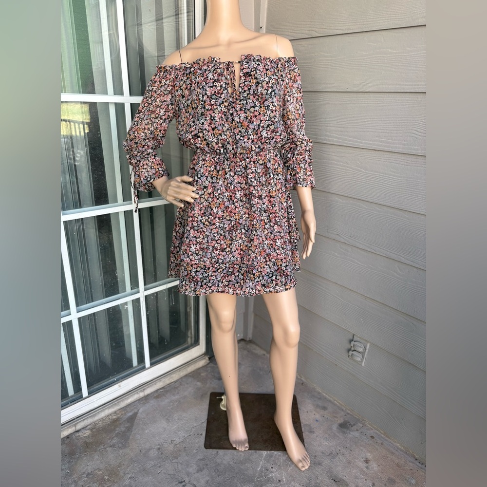 Rue21 Black Floral Off the Shoulder Dress